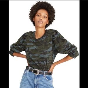 Sanctuary Izzy long sleeve earth camo t shirt T-shirt medium